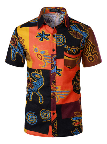 Camisas Hawaianas Africanas Tradicionales De Manga Corta De