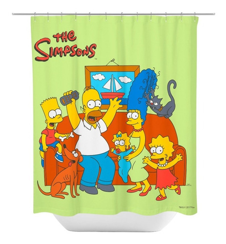 Cortina De Baño Los Simpson Tela Impermeable 