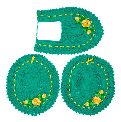 Tapete De Croche Para Banheiro Kit Com 4 Jogos Com 3pç Cada