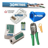 Kit 30m Cabo Rede Furukawa + 10 Rj45 + Teste + Alicate + Bat