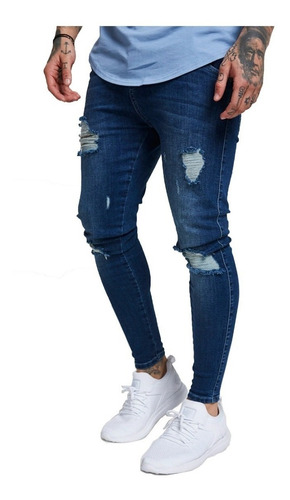 Calça Masculina Jeans Rasgada Premium Skinny Lycra Promoção