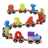 Juguete Didáctico Montessori De Tren Con Números De Madera