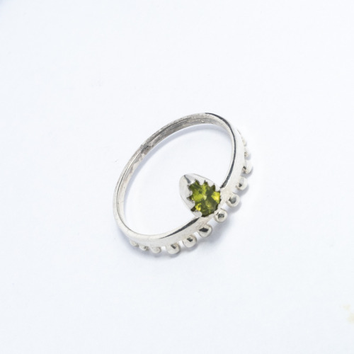 Anillo Corona Con Cubic Verde Oliva Fino Plata 925