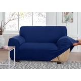 Capa Para Sofa Renove Malha Gel C/ Elastico Ajustavel 2 Lug Cor Azul-marinho