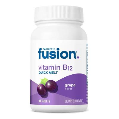 Bariatric Fusion Vitamina B12 (90 Tabletas Sabor Uva) | Suplemento Dietético para Cirugía Bariátrica, Manga Gástrica y Bypass Gástrico, Apoyo a la Energía, Sistema Nervioso y Metabolismo | Envío gratis