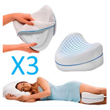 Pack X3 Almohadas Piernas Terapia Roro Almohada Ortopédica Para Piernas Con Soporte Para Rodillas Con Funda, Color Blanco Almohada Apoyo Piernas Memory Rodillas Dormir Cama Espalda