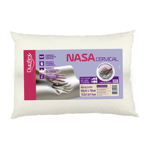 Travesseiro Inteligente Duoflex Nasa Cervical 68cm Branco