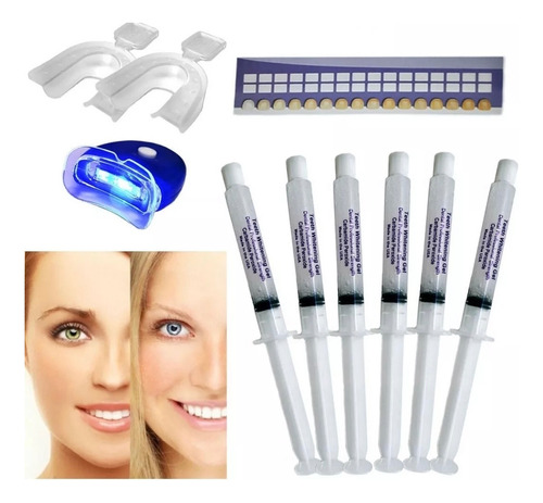 Kit Blanqueador De Dientes Profesional 6 Jeringa Luz Led Usa