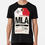 Remera Etiqueta De Equipaje De Malta (mla) Algodon Premium