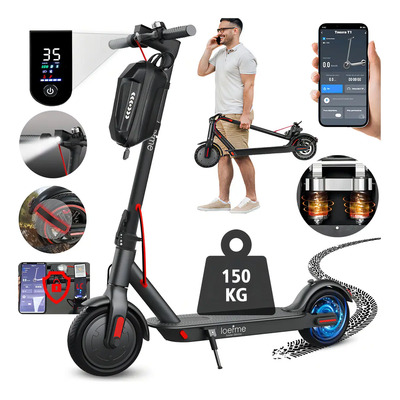 Scooter Electrico Plegable Para Adultos LCD, 35 KM\u002FH, 600 W, 8.5 Pulgadas, Con Luz LED, Control De Aplicación, 3 Velocidad De Ajustable, Batería 36 V 10.5 AH , Patin Eléctrico Negro | Meses sin interés