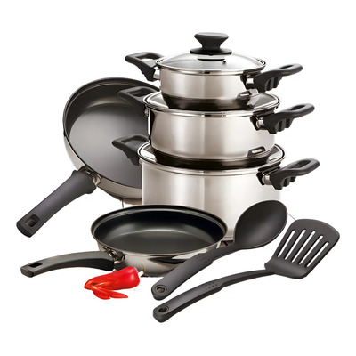 Batería De Cocina Acero Inox. Tramontina Primaware 10 Piezas Color Plateado | Meses sin interés