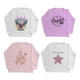 Remeras Nena Invierno Manga Larga Pack X 4 Unidades