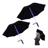 Pack X2 Paraguas Plegable Led Lluvia Grande 8 Varillas 80 Cm