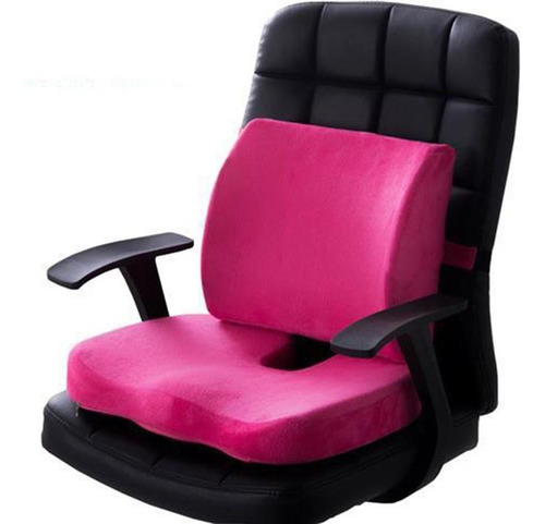 Almohadon Anatomico Para Asiento Y Respaldo Lumbar 2 En 1 Color Rosa Chicle