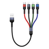 Cable Cargador Multiple Usb 4 En 1 Mjems De 30 Cm 2-pack