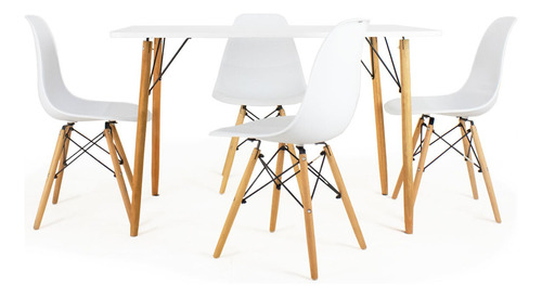 Mesa Retangular Preta 120x80cm + 4 Cadeiras Eames Eiffel