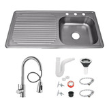 Fregadero Tarja Acero Inox Empotrar 100x50 Con Kit Premium