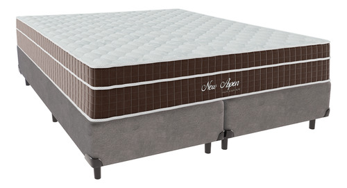 Cama + Box Queen Size Cinza New Aspen Frete Grátis 158x198