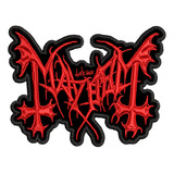 Parche Bordado Mayhem R. 10x7.6cm. Black Metal Calidad