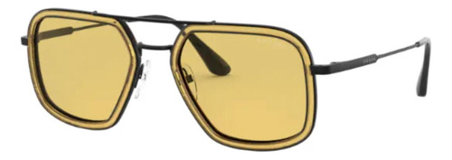 Prada Spr 57xs 03a-0b7 Aviator Square Yellow Black