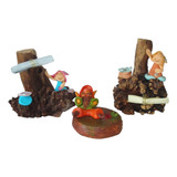 Set De 3 Duendes Gnomos Porta Sahumerio C/mensajes Bariloche