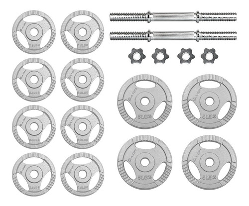 Set De Pesas Kit De Mancuernas Discos 40 Lbs Acero 18 Kg