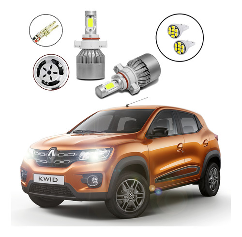 Kit Lâmpadas Led V10 Farol Milha Renault Kwid 2017 2018 2019