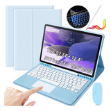 Funda Teclado Mouse Lapiz Para Galaxy Tab S7+/s8+/s7fe+ 12.4