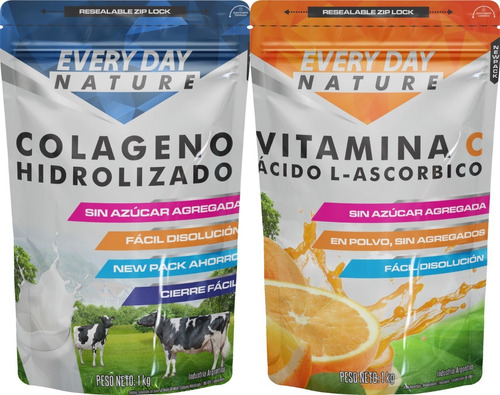 Colageno Hidrolizado 1 Kg + Vitamina C 1 Kg Acido Ascorbico