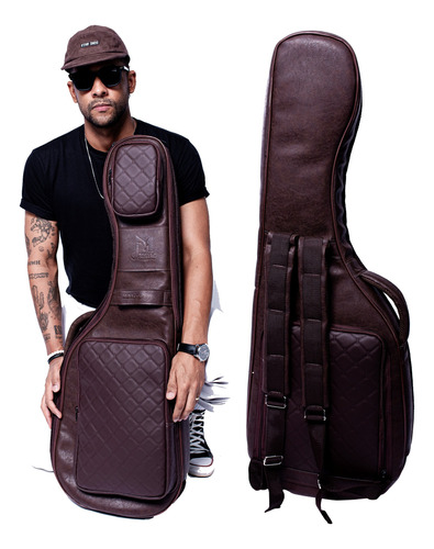  Bag Para Guitarra Em Couro Metalassê Capa Luxo De Guitarra