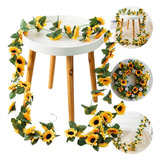 Kit 2 Corrente Girassol Artificial 240cm 50 Flores Decoração