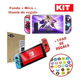 Protector Case + Grips + Mica De Cristal De Nintendo Switch