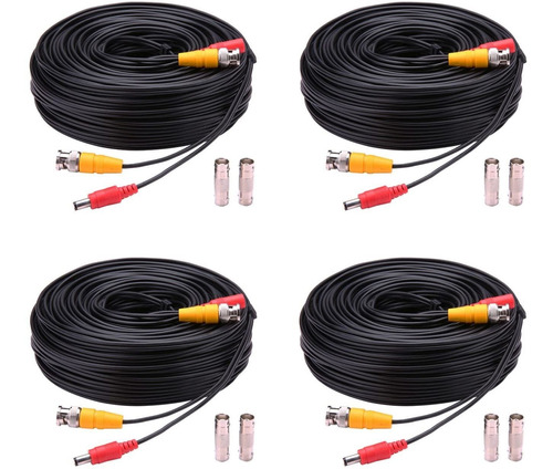 Set De 4 Cables Bnc De Video - 150 Pies Negros