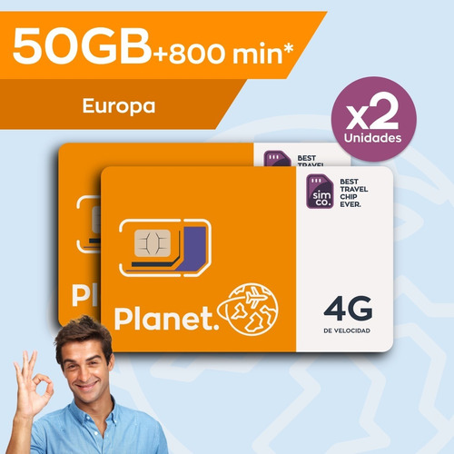 Dos Chips Para España Y Europa* (ver) - 50gb Y 800 C/u