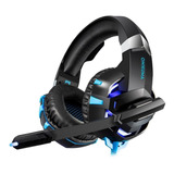 Audífonos Gamer Onikuma K2 Pro K2a Negro Y Azul Con Luz Led