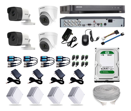 Cctv Hikvision Kit Dvr 8 Ch + 4 Camaras 4k 5 Mp Turbo 4.0