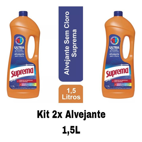 Kit 2 Alvejante Sem Cloro Roupa Colorida Tira Mancha 1500ml