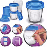 Kit De Potes Para Armazenamento Leite Materno Tampa Philips