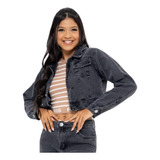  Jaqueta Jeans Rasgada Roupa Infantil Curta Juvenil Feminina