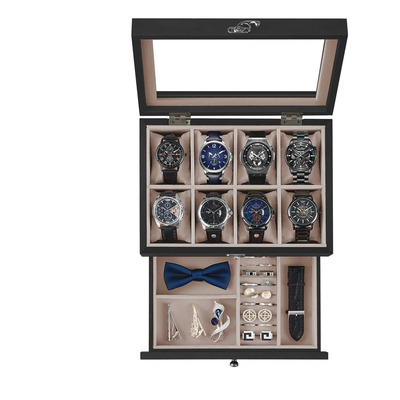 A Caja De Relojes Con 8 Ranuras Songmics On Tapa De Cristal