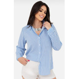 Camisa Social Feminina Listrada Blusa Listras Tendência