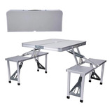 Mesa Plegable Portatil De Aluminio De Picnic Con 4 Asientos