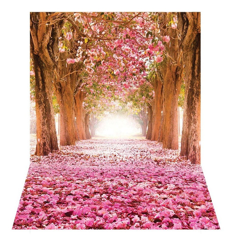 Fundo Fotográfico Ipê Jardim Rosa Em Tecido 1,7x2,6m - C-149