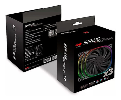 Kit Ventiladores Inwin Sirius Extreme Loop 3pzas Black Argb