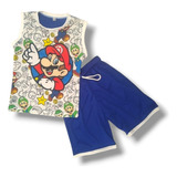 Bermuda - Short Y Jersey En Sublimado De Mario Bros