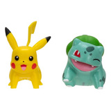 Figura Pokemon Pikachu Y Bulbasaur Pack Set Batalla 5cm