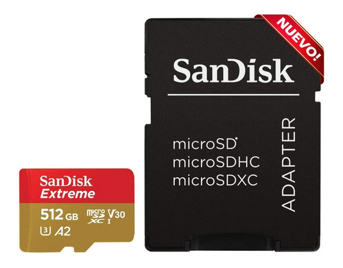 Memoria Micro Sd 512gb Sandisk Quickflow 4k Uhd 190mb/s Dron