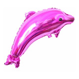 10 Balão Metalizado Fundo Do Mar Golfinho Rosa 72cm 