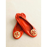 Tory Burch Flats De Piel Color Naranja Originales