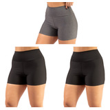 Kit 3 Short Fitness Feminino Curto Cintura Alta Reforçado